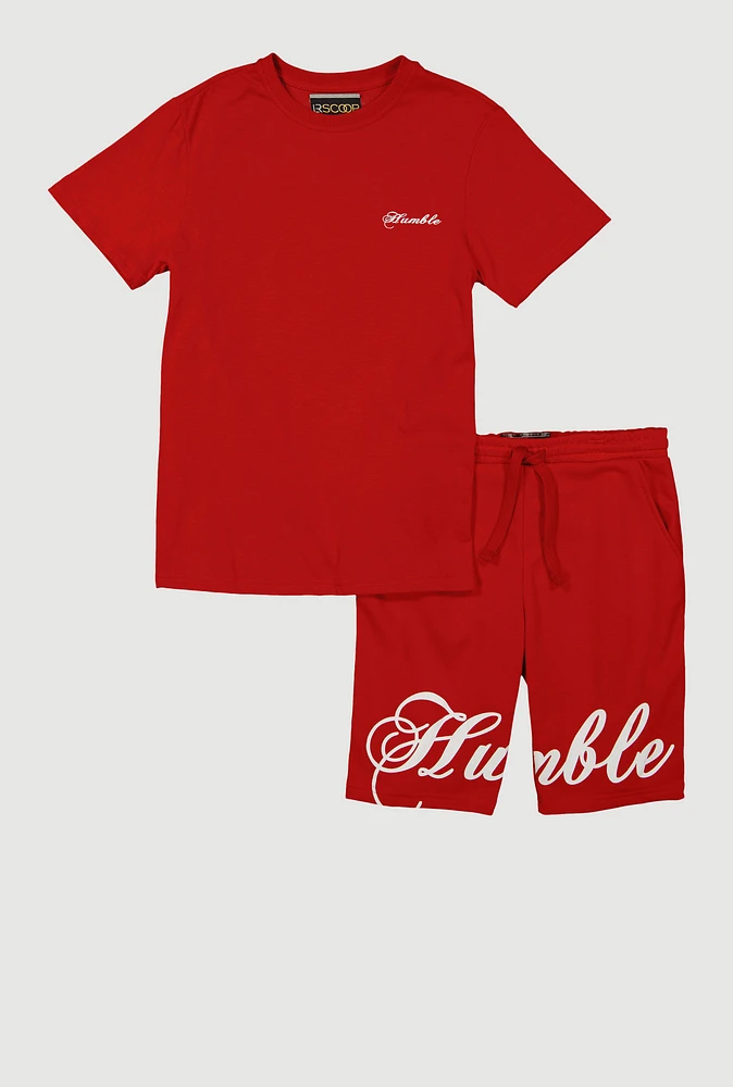 Boys Humble Graphic Tee and Sweatshorts Set, Red, Size 14-16