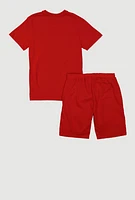 Boys Humble Graphic Tee and Sweatshorts Set, Red, Size 14-16