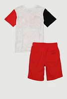 Boys Chenille HSTL 23 Graphic Tee and Sweatshorts, Multi, Size 12