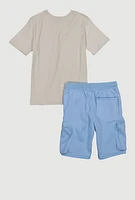 Boys Our Dreams Carry Us Graphic Tee and Cargo Sweatshorts, Multi, Size 8
