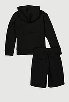 Boys Puma Hooded Sweatshirt and Sweatshorts Set, Black, Size 8