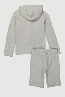 Boys Puma Marled Hooded Sweatshirt and Sweatshorts, Grey, Size 8