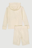 Boys Puma Hooded Sweatshirt and Sweatshorts, Beige, Size 10-12