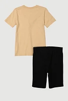 Boys Puma Graphic Tee and Shorts, Beige, Size 10-12