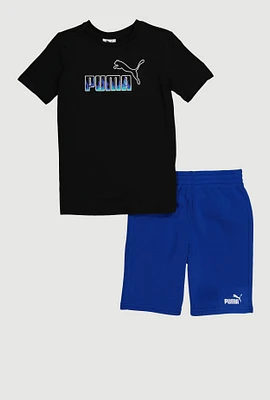Boys Puma Flame Graphic Tee and Sweatshorts, Multi, Size 8