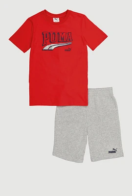 Boys Puma Graphic Tee and Sweatshorts, Multi, Size 10-12