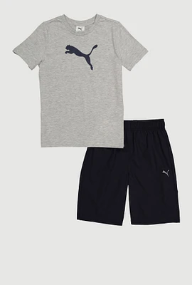 Boys Puma Graphic Print Tee and Shorts, Multi, Size 8