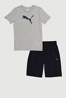 Boys Puma Graphic Print Tee and Shorts, Multi, Size 8