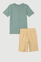 Boys Puma Logo Tee and Shorts with Bucket Hat, Green,