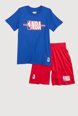 Boys NBA Logo Tee and Shorts Set, Multi, Size 14-16