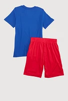 Boys NBA Logo Tee and Shorts Set, Multi, Size 14-16