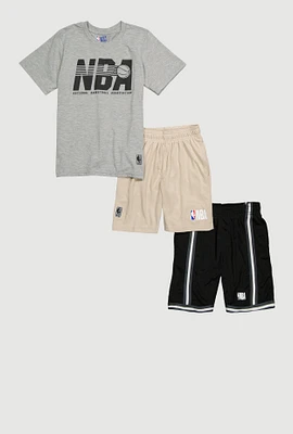 Boys NBA T Shirt with Two Pairs of Shorts, Multi, Size 10-12