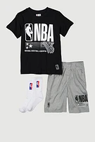 Boys NBA Graphic Tee and Shorts Set, Black, Size 8