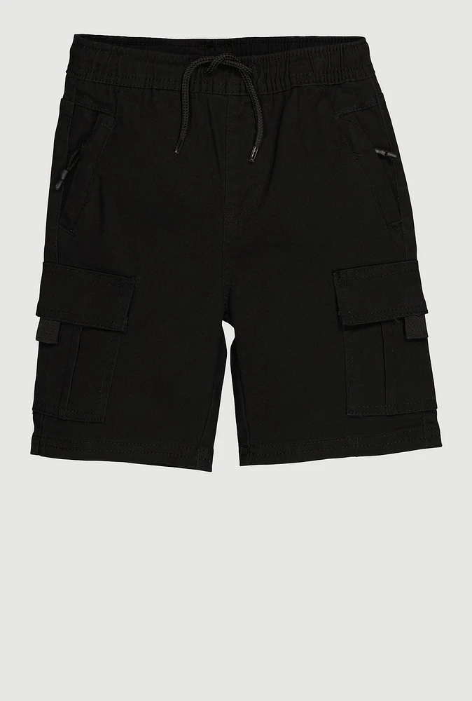 Little Boys Twill Drawstring Cargo Shorts,