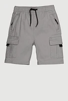 Little Boys Twill Drawstring Cargo Shorts, Grey, Size 4