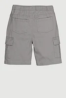 Little Boys Twill Drawstring Cargo Shorts, Grey, Size 4