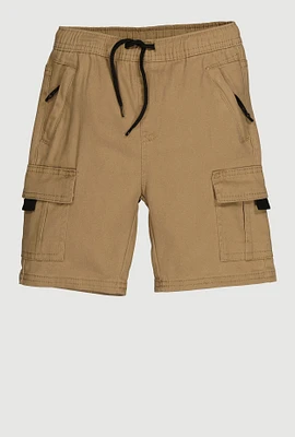 Little Boys Twill Drawstring Cargo Shorts, Khaki, Size 6