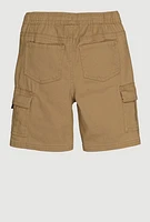 Little Boys Twill Drawstring Cargo Shorts, Khaki, Size 6