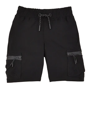 Little Boys Twill Zip Pocket Cargo Shorts, Black, Size 7