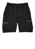 Little Boys Twill Zip Pocket Cargo Shorts, Black, Size 7