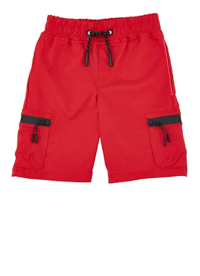 Little Boys Drawstring Cargo Shorts, Red, Size 7