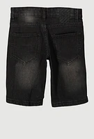 Little Boys Patch and Repair Denim Shorts, Black, Size 5