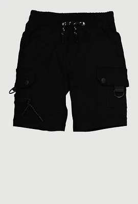 Little Boys Drawstring Cargo Shorts, Black, Size 5