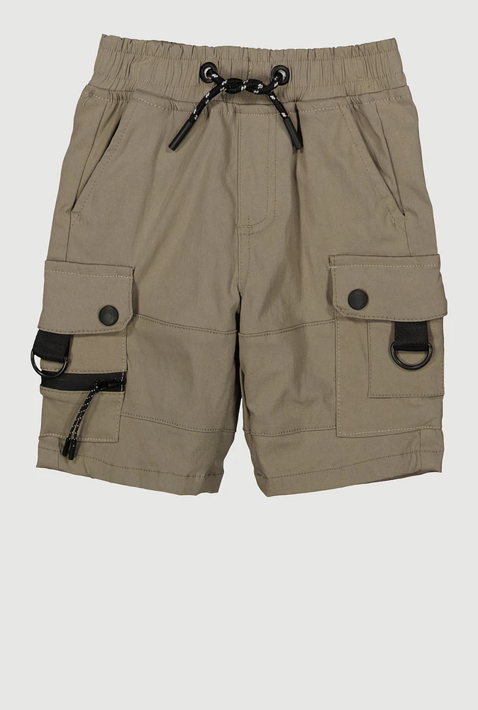 Little Boys Zip Cargo Pocket Shorts, Khaki, Size 7