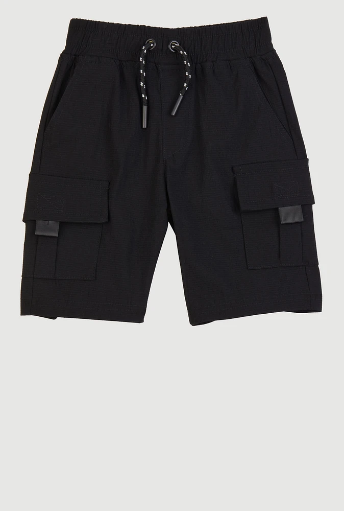 Little Boys Tabbed Cargo Pocket Shorts, Black, Size 7