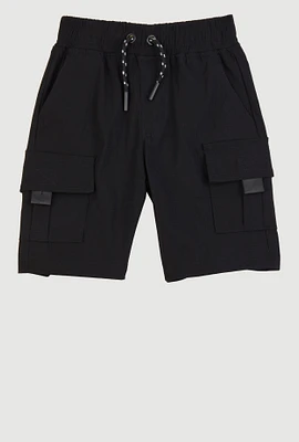 Little Boys Tabbed Cargo Pocket Shorts, Black, Size 7