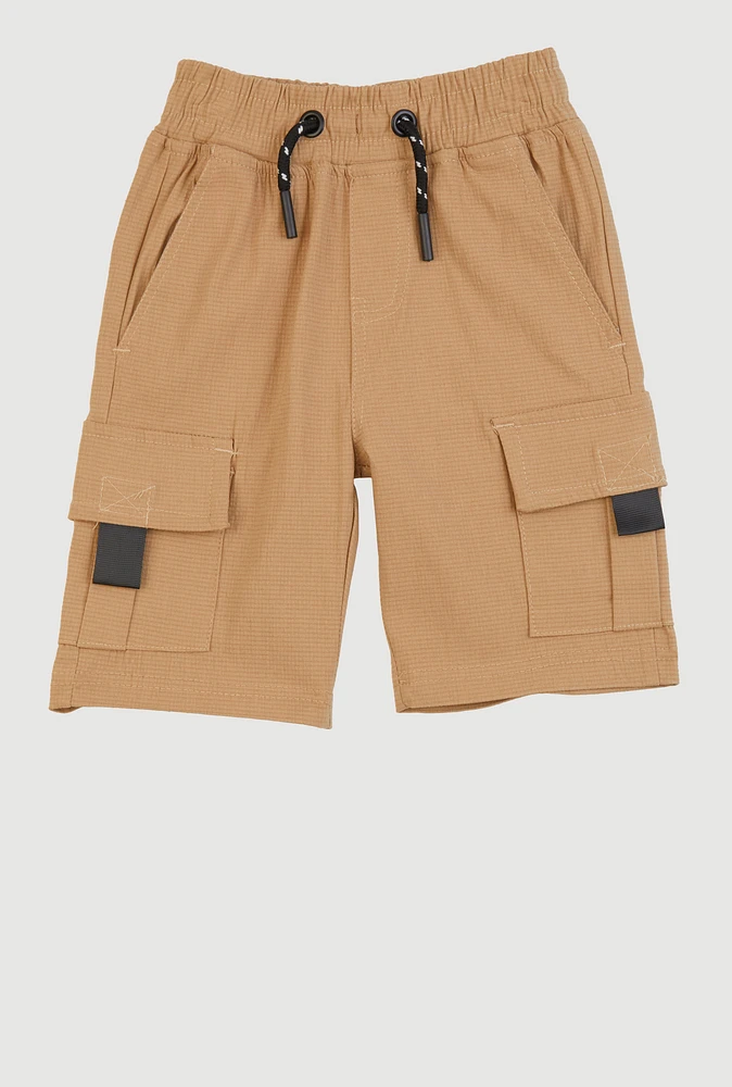 Little Boys Drawstring Waist Cargo Shorts, Khaki, Size 5