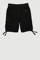 Little Boys Tie Hem Cargo Shorts, Black, Size 5