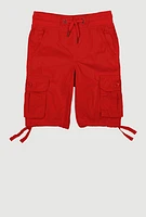 Little Boys Tie Hem Drawstring Cargo Shorts, Red, Size 5