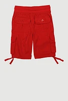 Little Boys Tie Hem Drawstring Cargo Shorts, Red, Size 5