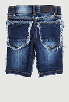 Little Boys Frayed Trim Denim Shorts, Blue,