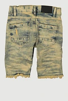 Little Boys Mineral Wash Denim Bermuda Shorts, Blue,
