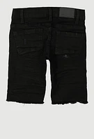 Little Boys Distressed Denim Shorts, Black, Size 4