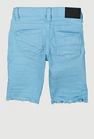 Little Boys Solid Frayed Distressed Denim Shorts, Blue, Size 5