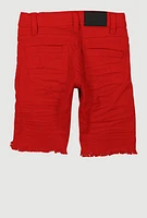 Little Boys Solid Distressed Denim Shorts, Red, Size 4