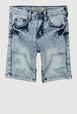 Little Boys Distressed Shorts, Blue, Size 6