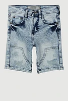 Little Boys Distressed Shorts, Blue, Size 6