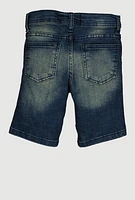 Little Boys Distressed Faded Denim Shorts, Blue, Size 4