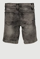 Little Boys Mineral Wash Distressed Shorts, Black,
