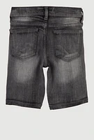 Little Boys Zip Detail Denim Moto Shorts, Black, Size 6