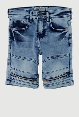Little Boys Zip Front Denim Shorts, Blue, Size 7