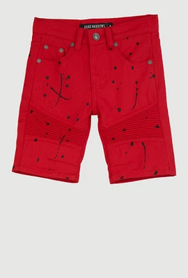 Little Boys Paint Splatter Moto Shorts, Red,