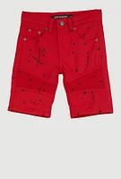 Little Boys Paint Splatter Moto Shorts, Red,