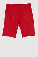 Little Boys Paint Splatter Moto Shorts, Red,