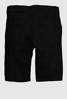 Little Boys Distressed Patch and Repair Frayed Shorts, Black, Size 4