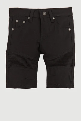 Little Boys Denim Moto Shorts, Black, Size 4